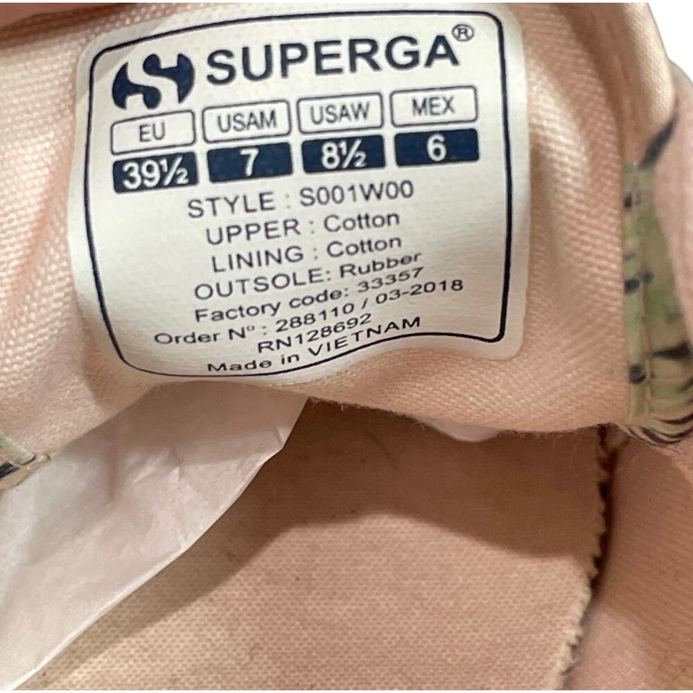 Superga Tropical Print Sneakers Pink Canvas Lace Up Women’s 8.5 EU 39.5 - Picture 9 of 10